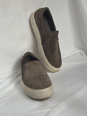 UGG Women's Slip-On Suede Sneakers in Dark Brown with Cream Sole